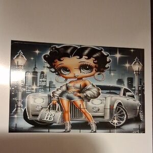 Glam Betty Boop Art Print in Silver and Black Debit Card Sticky